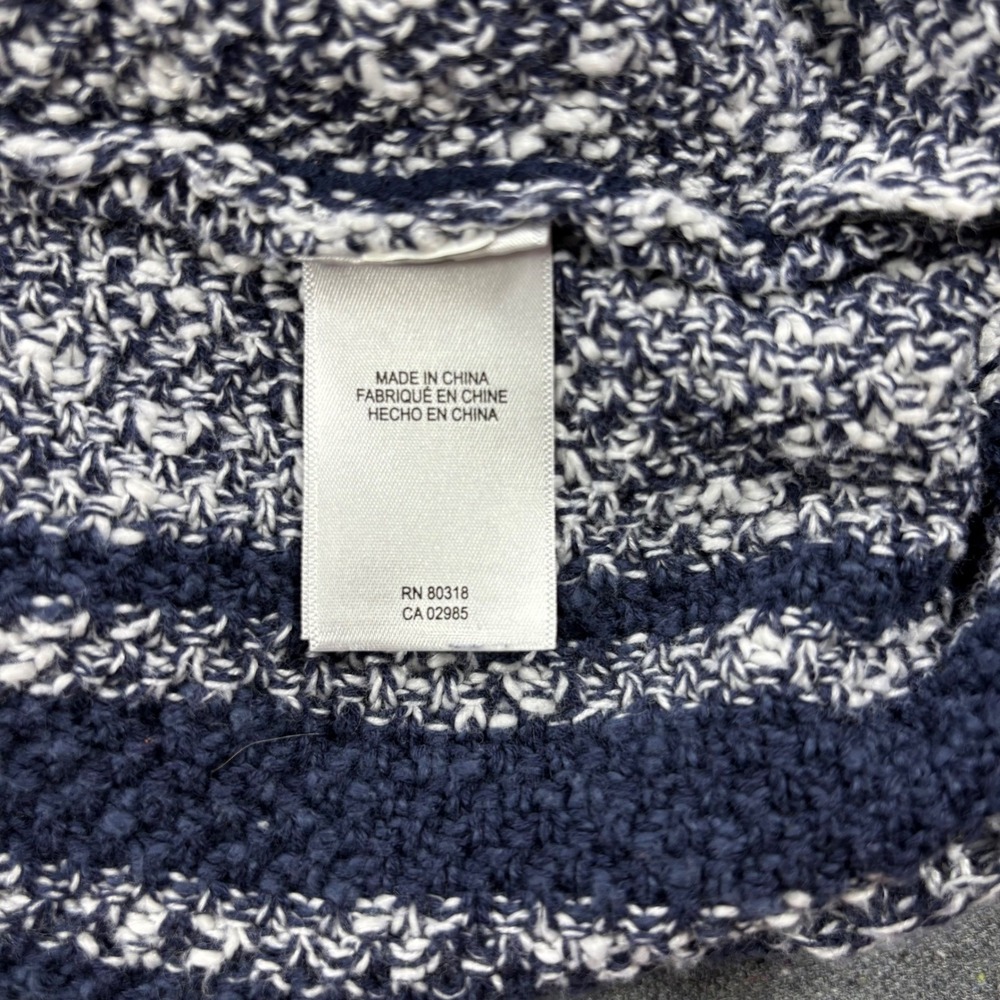 Lucky Brand Mens L Baja Hoodie Blue White Striped Knit Pullover Sweater Exc - Picture 4 of 8